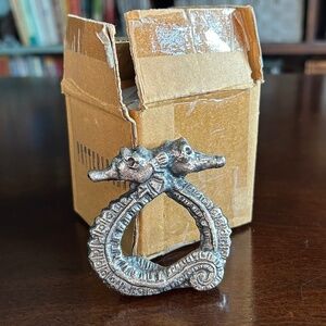 4 Pottery Barn Seahorse Napkin Rings